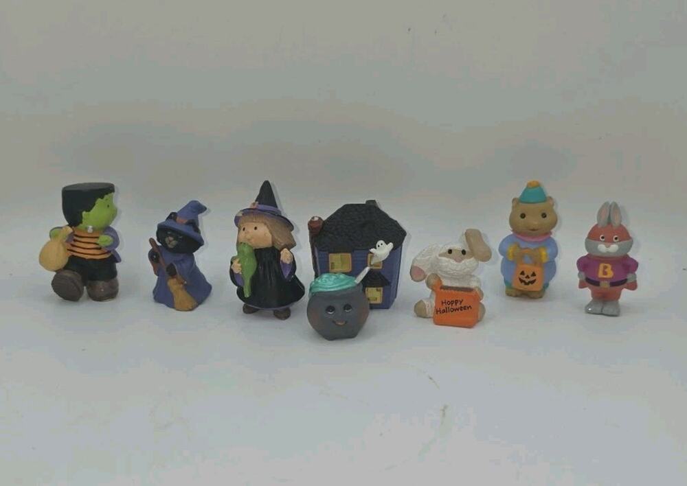 Lot of 8 Mid-90s Hallmark Halloween Merry Miniatures Cat House Frankenstein